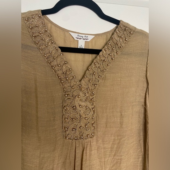 Neutral Tan Beaded Tunic - Picture 3 of 6